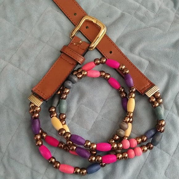 Vintage Accessories - VTG Colorful Wooden Bead Belt